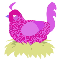 A fuchsia and orchid chicken with a double-lace pattern