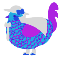 A sky and amethyst chicken with a lace pattern