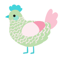 A gluppy and rose chicken with a lace pattern