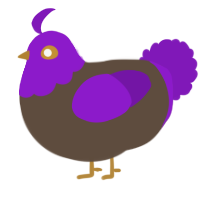 A bark and violet chicken with a head pattern