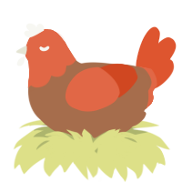 A brown and vermilion chicken with a head pattern