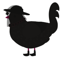 A sable chicken with a speckle pattern