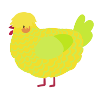 A yellow and lime chicken with a lace pattern