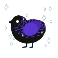 han detschel, a black and indigo chicken with a half-lace pattern