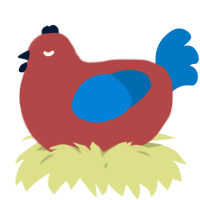 A red and sapphire chicken