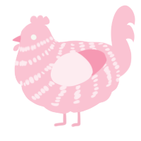 A rose chicken with a bar pattern
