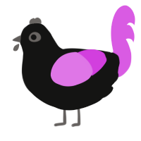 Evie, a black and orchid chicken