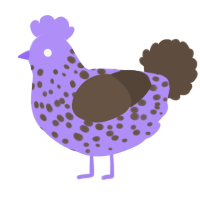 A lilac and bark chicken with a speckle pattern