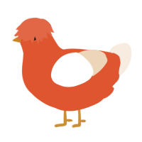 A vermilion and cream chicken