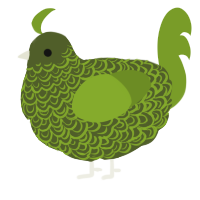 A olive and chartreuse chicken with a double-lace pattern
