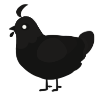 A black and sable chicken with a head pattern