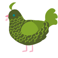A olive and chartreuse chicken with a lace pattern