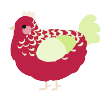 A crimson and apple chicken with a half-lace pattern