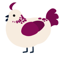 A cream and wine chicken with a neck-speckle pattern