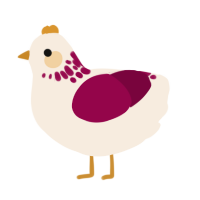 A cream and maroon chicken with a neck-speckle pattern
