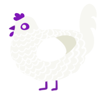 A white chicken with a lace pattern