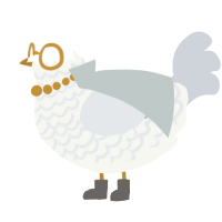 A white and mist chicken with a lace pattern