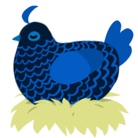 A tumblr and ultramarine chicken with a lace pattern