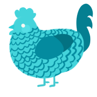 A aqua and sea chicken with a lace pattern
