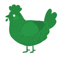 A viridian chicken with a lace pattern