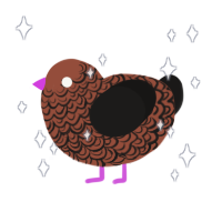 Cinnamon roll, a russet and sable chicken with a double-lace pattern