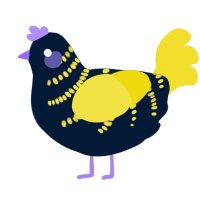 A tumblr and yellow chicken with a half-bar pattern