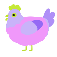 A lavender and lilac chicken with a head pattern