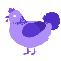 A lilac and indigo chicken with a neck-speckle pattern
