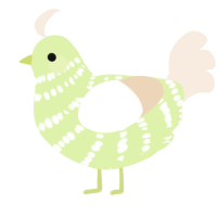 A apple and cream chicken with a bar pattern