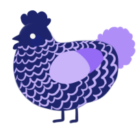 A navy and lilac chicken with a lace pattern