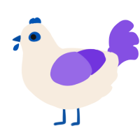 A cream and blurple chicken