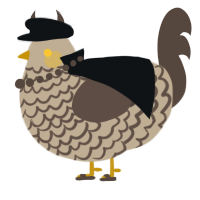 A beige and bark chicken with a lace pattern