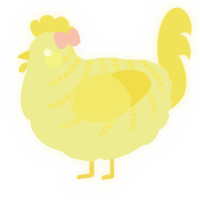 A lemon and yellow chicken with a half-bar pattern
