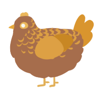 A brown and orange chicken with a half-lace pattern