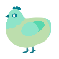 A gluppy and mint chicken with a head pattern