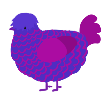A indigo and plum chicken with a lace pattern