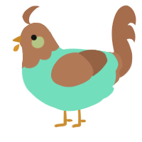A mint and brown chicken with a head pattern