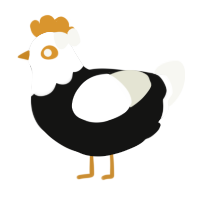 A black and white chicken with a head pattern