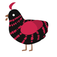 A black and crimson chicken with a bar pattern