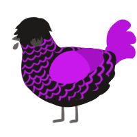 A sable and amethyst chicken with a lace pattern