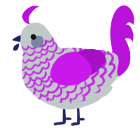 A silver and amethyst chicken with a lace pattern