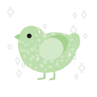 A gluppy chicken with a speckle pattern