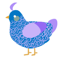 A sapphire and lilac chicken with a double-lace pattern