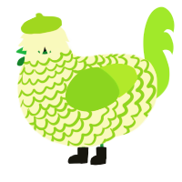 A sable and blurple chicken with a lace pattern