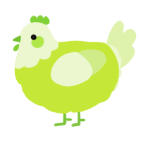 A lime and apple chicken with a head pattern
