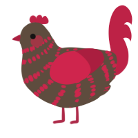 A bark and crimson chicken with a bar pattern