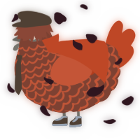 A russet and vermilion chicken with a lace pattern