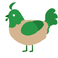 A beige and viridian chicken with a head pattern