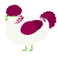 A white and maroon chicken with a neck-band pattern