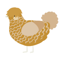 A gold and beige chicken with a lace pattern